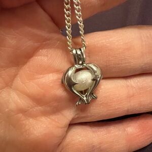 Dolphin Charm with Caged Pearl Necklace